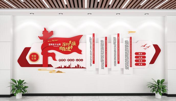 社區(qū)黨建文化墻創(chuàng)意設計圖片(圖3) 大氣民族團結(jié)五個統(tǒng)一社區(qū)文化墻