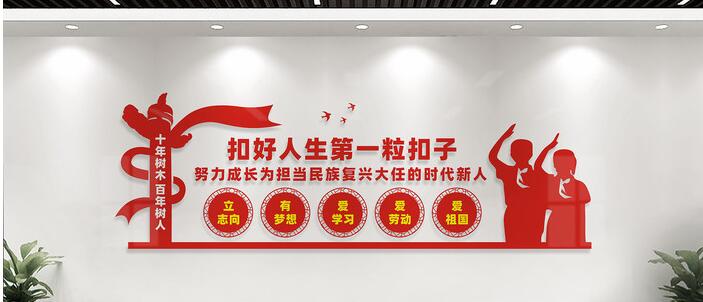 扣好人生第一粒扣子校園文化墻創(chuàng)意設(shè)計(jì)圖片